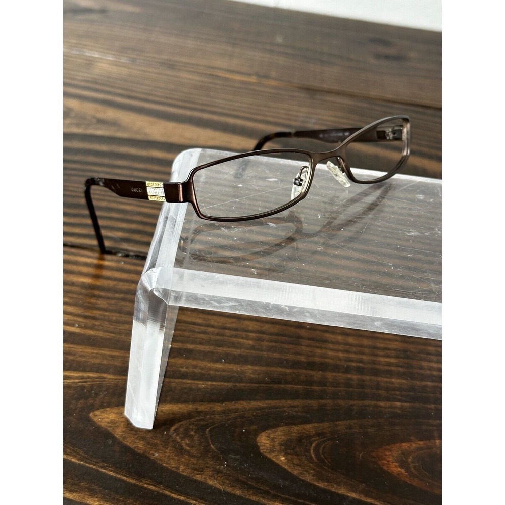 Gucci Women's Matte Brown Metal Rectangular Full Rim Eyeglasses Frame 135 Only